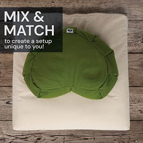 Meditation Cushion (Avocado) Crescent, Buckwheat Husk Filled, Floor Pillow or Cushions, Yoga Seat, Zafu, Made in The USA - color: Avocado