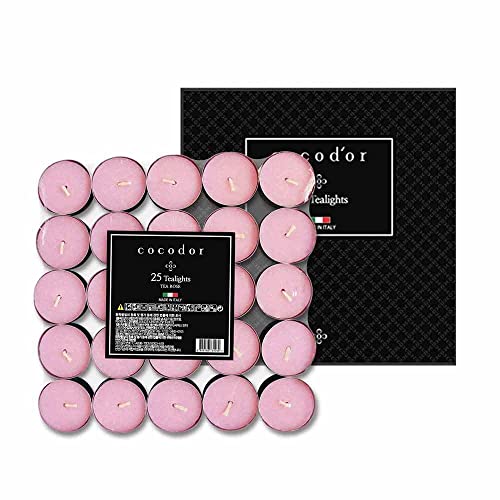 Cocod'or COCODOR Scented Tealight Candles/Tea Rose / 100 Pack / 4-5 Hour Extended Burn Time/Made in Italy, Cotton Wick, Scented Home Deco, Fragrance, Mother's Day - color: Tea Rose, size: Tealight 100P
