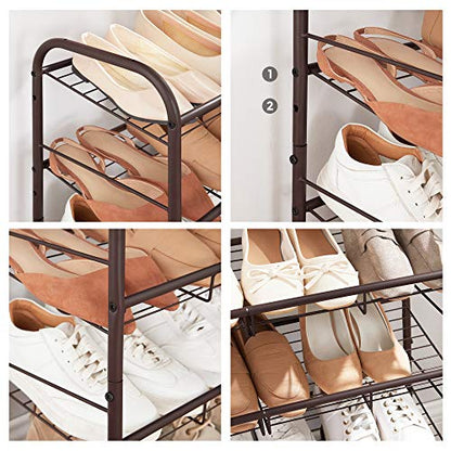 SONGMICS 3-Tier Stackable Metal Shoe Rack, Holds Up to 12 Pairs of Shoes - color: Bronze, size: 3 Tiers (27"W)