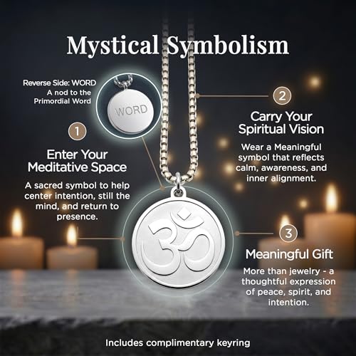1" Stainless Steel Necklace Charms | Third Eye Vision | Peace Symbol | Finding Your Self | Yin & Yang | Moon Cat | Turtle Power | Flower of Life | | OM | Mystical Spiritual Protection, for Men & Women - style: OM Classic Silver