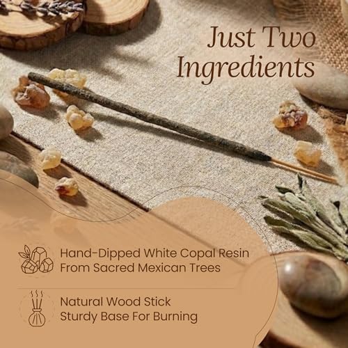 Copal Incense Sticks, 40 Pcs, Handmade White Copal Resin from Mexico