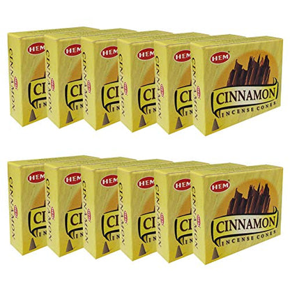 Cinnamon Incense Cones and Cone Incense Burner Bundle Insence Insense Hem Incense - color: Cinnamon