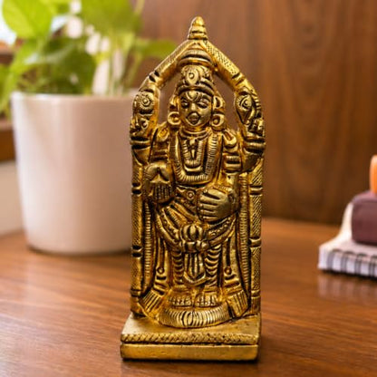 Brass Lord Venkateswara Statue 3" inch | Handcrafted Tirupati Balaji Idol | Hindu God Vishnu Murti for Home Temple, Puja Room & Spiritual Decor | South Indian Religious Gift for Devotees