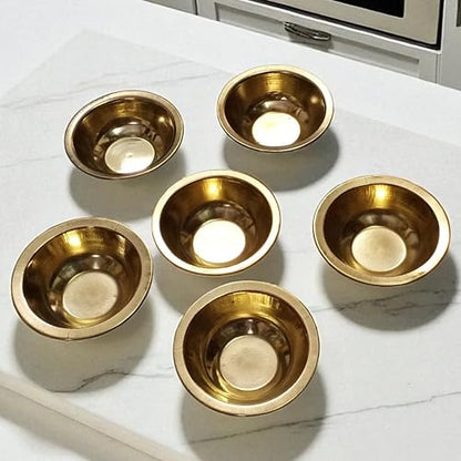 Set of 6 Brass Katori Prasad Bowls 2.75 Inch | Small Pooja Bowls for Temple, Prasadam, Bhog, Kitchen & Dining | Traditional Brass Serving Bowls for Festivals, Rituals, Gifting & Home Décor