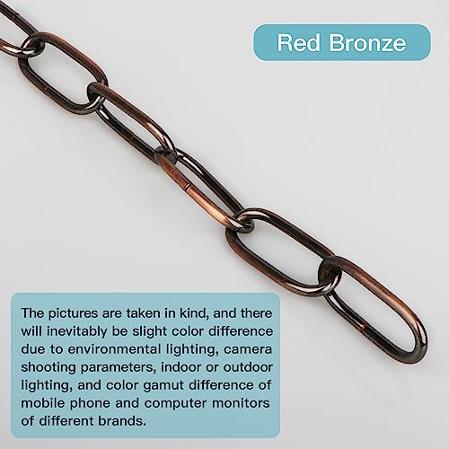 Helunsi Industrial Lighting Chain, 6 Feet Red Bronze Light Fixture Chain - color: Red Bronze