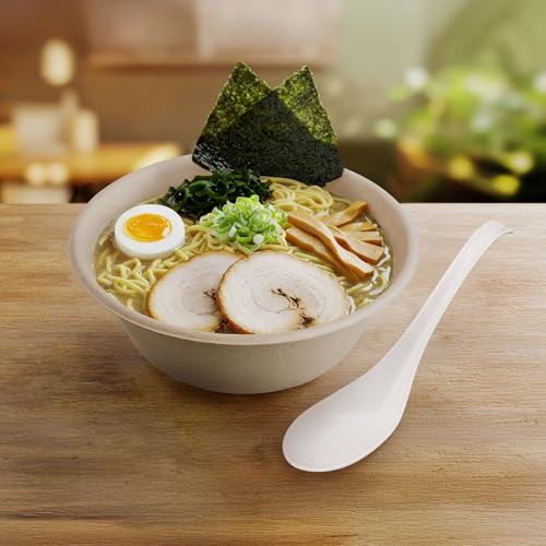 Disposable PLA Cornstarch Asian Soup Spoons with Hook Plastic-Free,600 Pack