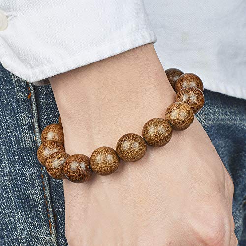 Prayer Bead bracelet Mala Beaded Bracelets for Men Women 12/15MM … - color: 15mm 15 beads Gold sandalwood