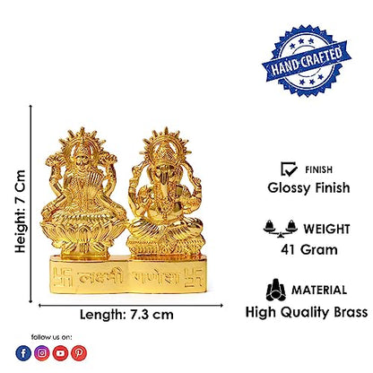 Satvik 2.7" Metal Laxmi Ganesh Statue Beautiful Lord Ganesha and Goddess Lakshmi/Luxmi Statue for Diwali/Deepawali Puja Pooja Laxmi Ganesh Idol/Murti/Statue for Diwali Indian Housewarming Gift Item