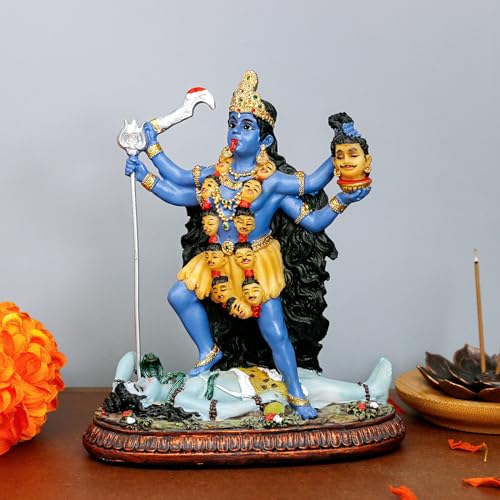 BangBangDa Hindu God Kali Maa Statue - 5.1”H Polystone Hindu Goddess Lord Kali Idol for Home Temple Mandir Altar Murit Pooja Item Birthday Diwali Gift for Indian Family Friend People
