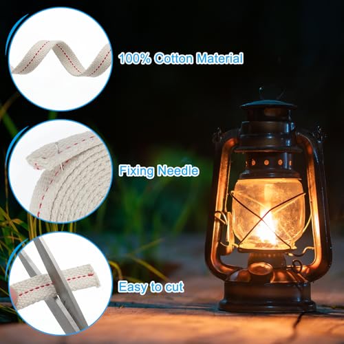 PATIKIL 7/8" Wide 33 Feet 100% Cotton Flat Wick, Oil Lamp Wicks with Red Stitch for Kerosene Lamp Lantern Oil Burner - color: Red, size: 7/8" x 33 Feet