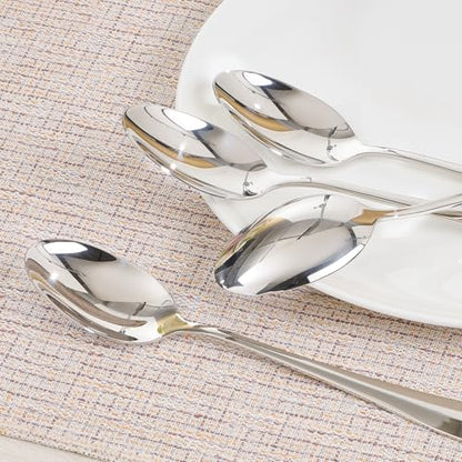 HIKAA 4 Pcs Dinner Spoons Set, 18/10 Stainless Steel Spoons - size: 4-Piece, style: DINNER SPOONS