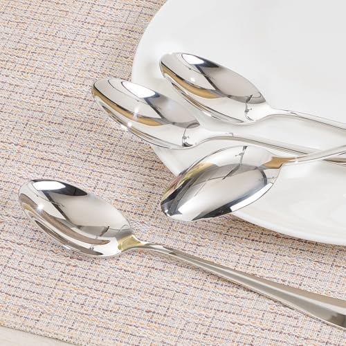 HIKAA 12 Pcs Dinner Spoons Set, 18/10 Stainless Steel Spoons - size: 12-Piece, style: DINNER SPOONS