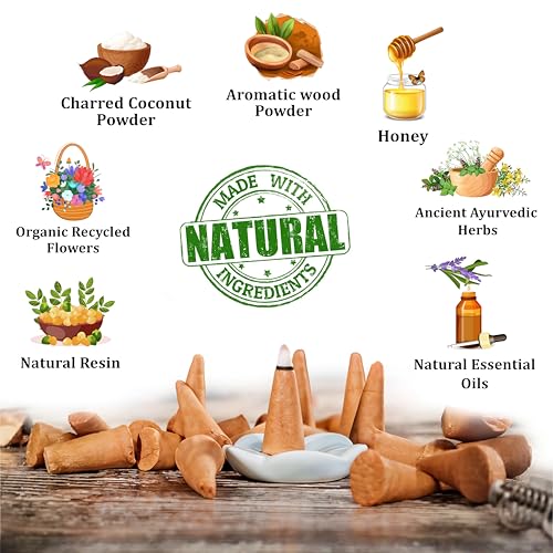 Raajsee Natural Incense Cones,6 Pack Mixed Scents Gift Pack 15 pc Each (90 Total), Insense Cones Variety Pack, 100% Organic Non Toxic Natural - Hand Rolled Free from Chemicals (Pack 3) - color: Pack 3