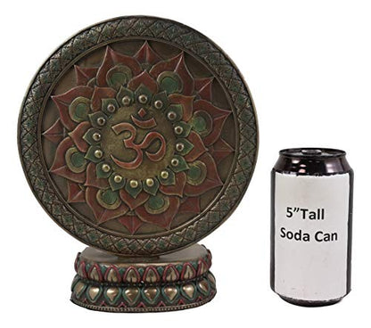 Ebros 9.25" Tall Hindu Supreme God Dancing Nritya Ganesha Chaturthi in One Legged Yoga Pose On Lotus Sun Disc Ohm Plaque Statue Patron of Success Arts and Wisdom Hinduism Vastu Altar Decorative