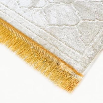 JE JOUE Prayer Rug Muslim Mat Islamic - Thickening Sponge Muslim Rug for Men Women Eid Travel Ramadan, Soft Luxury Great for Knees and Forehead （Milk White） - color: Milk White