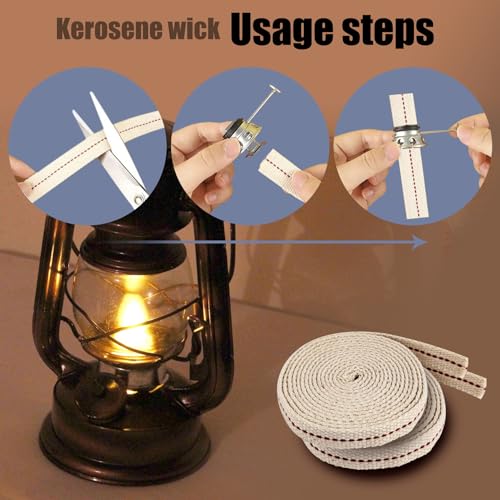 1 Roll/6.5 Feet Flat Oil Lamp Wick, 1/2 Inches Cotton Wick Replacement for Kerosene Burner, Lantern, Lamps (1, 1/2 inch) - size: 1/2 inch