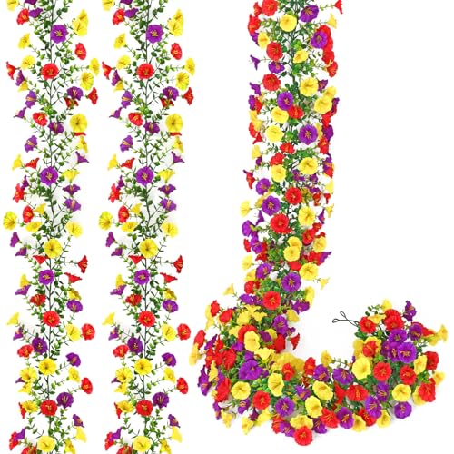 Dremisland Artificial Flowers Garland 2 Pack Summer Floral Garland - color: Red Yellow Purple, size: 2PCS