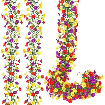 Dremisland Artificial Flowers Garland 2 Pack Summer Floral Garland - color: Red Yellow Purple, size: 2PCS