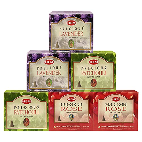 Lavender Patchouli Rose Incense Cones & Holder Bundle Variety Pack from Hem Trumiri Insense Insence - color: Lavender & Patchouli & Rose