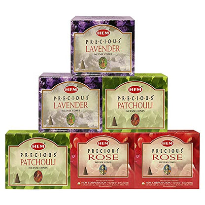 Lavender Patchouli Rose Incense Cones & Holder Bundle Variety Pack from Hem Trumiri Insense Insence - color: Lavender & Patchouli & Rose