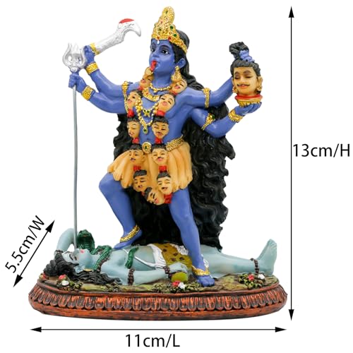BangBangDa Hindu God Kali Maa Statue - 5.1”H Polystone Hindu Goddess Lord Kali Idol for Home Temple Mandir Altar Murit Pooja Item Birthday Diwali Gift for Indian Family Friend People