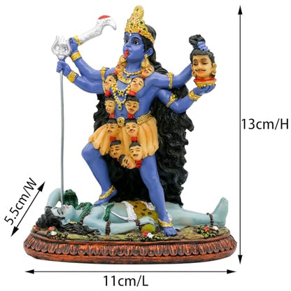 BangBangDa Hindu God Kali Maa Statue - 5.1”H Polystone Hindu Goddess Lord Kali Idol for Home Temple Mandir Altar Murit Pooja Item Birthday Diwali Gift for Indian Family Friend People