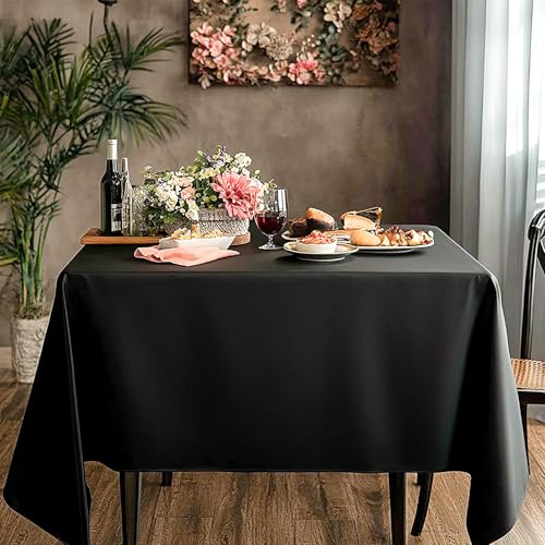 1 Pack Black Square Tablecloths 52x52 Inch for Dining Tables - color: Black, size: 52" x 52" (Square)
