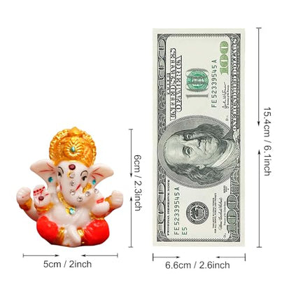 TIED RIBBONS Ganesh Idol 2.3 Inch, Resin | Ganesh Statue Sculpture for Car Dashboard, Home, Temple Decor | Indian God | Car Dashboard Accessories | Ganesha Decorations