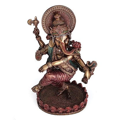 Veronese Design 8 1/4 Inches Dancing Ganesha Hindu God Idol Cold Cast Resin Statue Bronze Finish