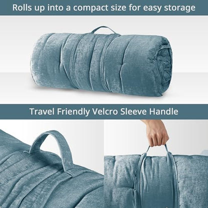 Intelligent Design Foldable Lightweight Lounge Floor Pillow 27" x 74" Aqua - color: Aqua
