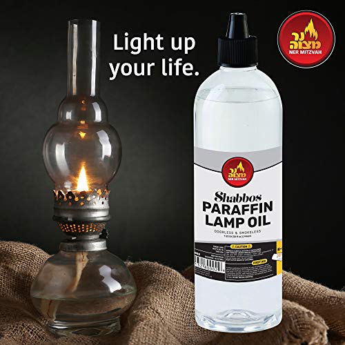 Ner Mitzvah Paraffin Lamp Oil, Clear Smokeless, Odorless, Clean Burning Fuel for Indoor and Outdoor, Use with E - Z Fill Cap and Pouring Spout, 32oz