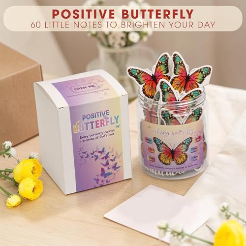 Positive Butterfly Jar - Christian Graduation Gifts for Hers, Butterfly Gifts For Women, Daily Affirmations Card, Birthday Gift for Women - style: Positive Butterfly Jar
