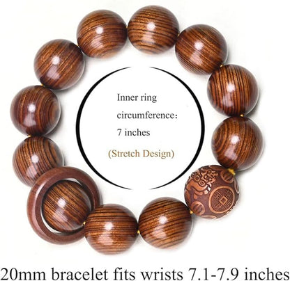 Prayer Bead bracelet Mala Beaded Bracelets for Men Women 12/15MM … - color: 20mm 12 Beads Black Rosewood with Circular Ring