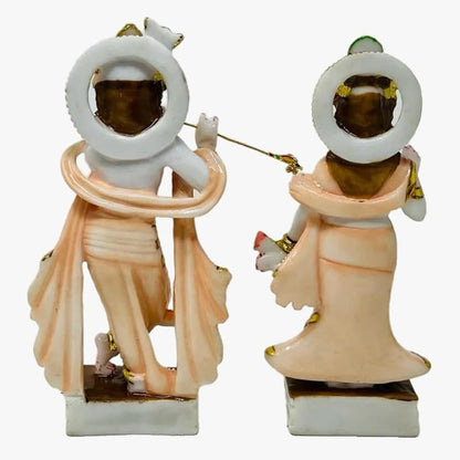 GLOOKS 9-Inch Radha Krishna Marble Dust Idol - Handcrafted Radhey Shyam Statue