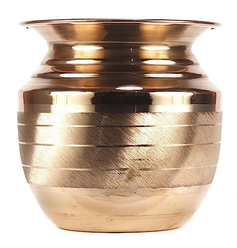 ASHIRWAD Kalash Pure Copper Kalash Lota for Pooja Prayer Arti Puja Pot sizes For New Home | AE000184-03 (650 ml) - style: 650 ml