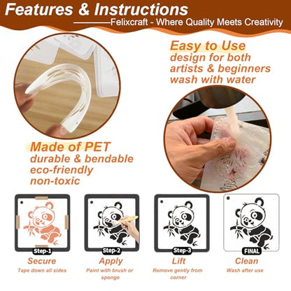 Animal Stencils for Painting, 64 Pcs 3 Inch for Cards Rocks Kids Crafts - color: Animal
