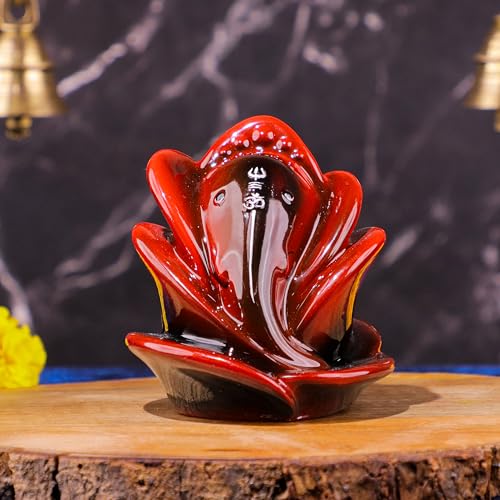 Artarium Red Rose Ganesha Idol Statue 3 Inch – Lord Ganesh Figurine for Car Dashboard, Home Temple & Meditation Altar, Hindu God Sculpture, Ganpati Murti Spiritual Decor & Religious Gift - color: Red