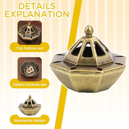 1 PCS Incense Burner Holder for Cones & Sticks, Spaceship Shape Incense Cone Holder with Detachable Tray, Decorative Zen Home Office Decor - style: Spaceship