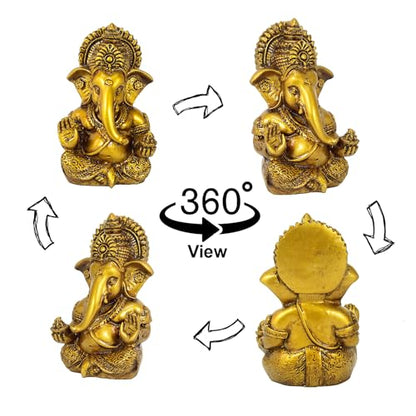 TIED RIBBONS Ganesh Idol for Car Dashboard Resin 3.7 Inch | Ganpati Idol for Car Dashboard, | Ganesha Murti for Home, Office Desk, Mandir Decor, Pooja Decor, Spiritual Gift, Diwali Gift Indian