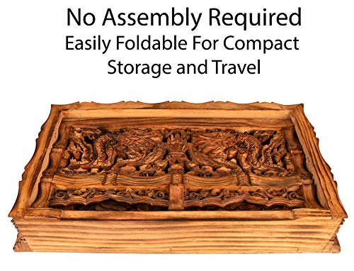 Tribe Azure Fair Trade Small Altar Table, Meditation Table Altar, Small Puja Table, Meditation Altar Wood Wiccan Buddhist, Tea Japanese, Low Side Dragon (Large) - size: Large Dragon