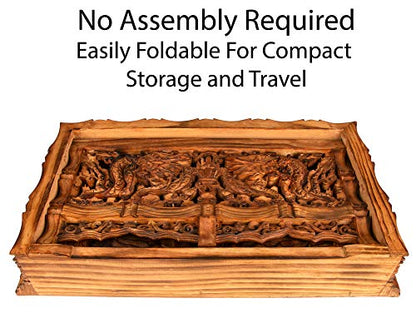 Tribe Azure Fair Trade Small Altar Table, Meditation Table Altar, Small Puja Table, Meditation Altar Wood Wiccan Buddhist, Tea Japanese, Low Side Dragon (Large) - size: Large Dragon