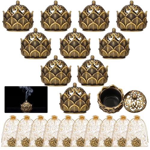 10 Pack Lotus Incense Holders Diwali, 2.4 oz Metal Burners