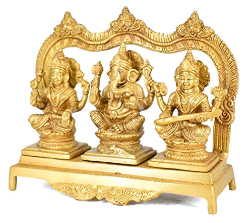 Brass Brass Lakshmi Ganesh Saraswati Statue Set Idol Home Decor Figurine