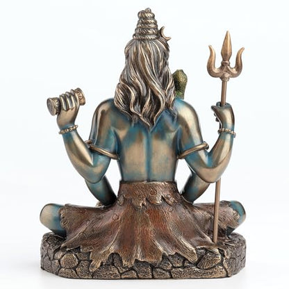 Veronese Design Lord Shiva Statue 6.25 Inch - Hindu God Meditation Figurine in Lotus Pose - Cold Cast Bronze Finish Resin Sculpture - Spiritual Home Decor & Religious Gift for Collectors