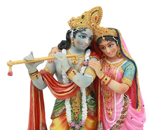 Ebros Gift Eastern Enlightenment Hindu Vedic Radha and Krishna Statue 8" Tall Avatar of Vishnu and Shakti Gods Divine Love in Male and Female Aspects