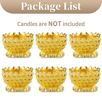 Sziqiqi 6 Pcs Lotus Ghee Lamp Holder Butterlamp Tea Light Holder Tibetan Copper Oil Lamp Altar Supplies, Gold - size: Pack of 6