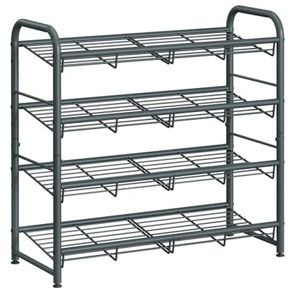SONGMICS 4-Tier Stackable Metal Shoe Rack, Holds Up to 16 Pairs of Shoes - color: Grey, size: 4 Tiers (27"W)