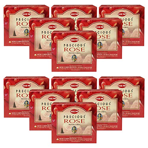 Precious Rose Incense Cones and Cone Incense Burner Bundle Insence Insense Hem Incense - color: Precious Rose