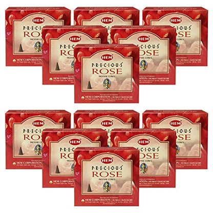 Precious Rose Incense Cones and Cone Incense Burner Bundle Insence Insense Hem Incense - color: Precious Rose