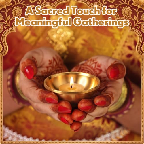12 Pcs Pure Brass Bowls for Puja, 2.2 Inch Altar Offering Bowls - size: 2.2 Inch